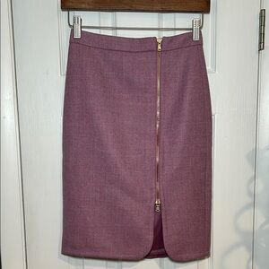NEW J. Crew Wool Purple Skirt with Gold Zipper size 00P